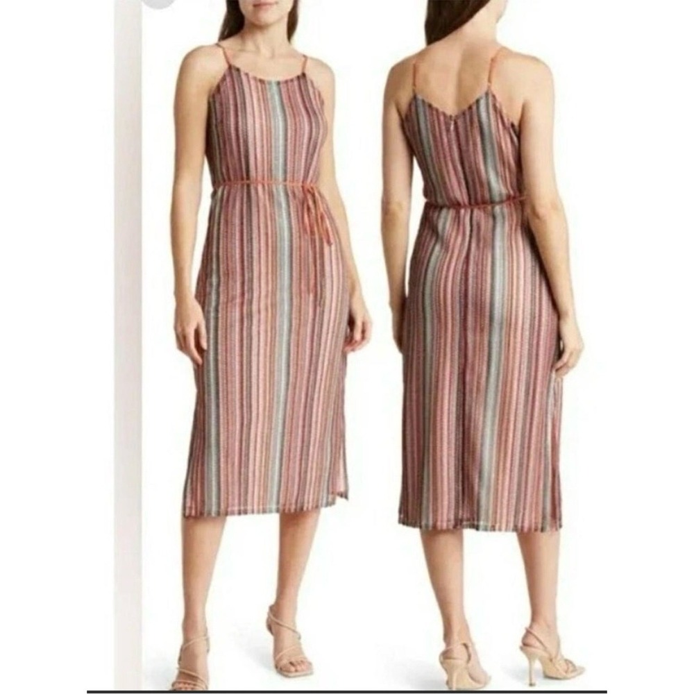 Sam Edelman Striped Sleeveless Midi Dress in Coral Multi size 6